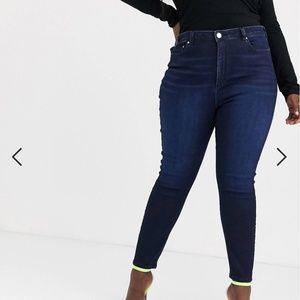 ASOS DESIGN Curve Ridley high rise skinny' jeans in blue-black wash